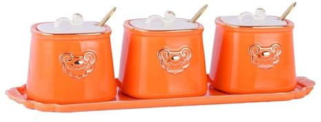 XUEXUDO Scatola per spezie Barattoli per condimenti Scatola per Sale Barattoli per spezie in Ceramica nordica Set di scatole per condimenti Organizzatore per condimenti in Porcellana con Coperchio