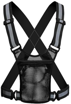 Chaleco reflectante para correr, chaleco para correr por la noche, chaleco de soporte para teléfono móvil, equipo reflectante de alta visibilidad, chaleco de seguridad ligero con bolsillo para