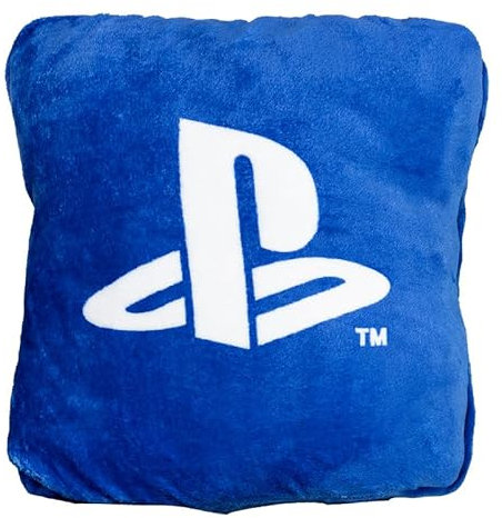 PlayStation 2-in-1 Cushion Blanket - Officially Licensed Sony Travel Blanket, Foldable Soft Fluffy Throw, Compact Design for Gaming Room or Bedroom Decor, Great for Travelling 120cm x 150cm| Paladone
