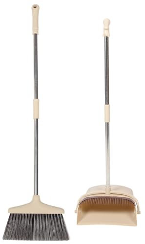 PERSELOSO 1Juego Escoba y Recogedor Inoxidable con Mango y Peine para Polvo para Limpieza y Mascotas