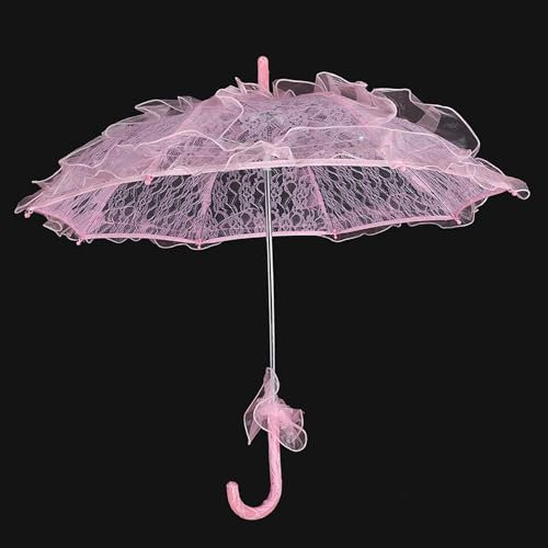 SHUAIGUO Elegante Paraguas de Encaje Nupcial, Accesorio de Fotografía Bodas para Retratos Novia y Ocasiones Especiales, Material Algodón (#1)