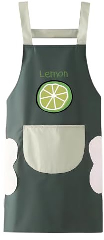 1 Pezzo Grembiule da Cucina Senza Maniche, Grembiule Impermeabile e Oleo-Repellente in PVC con Tasca, Grembiule Regolabile per Donne, Ideale per Cucinare, Cuocere al Forno (Verde limone)