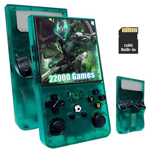 R36 MAX Retro Handheld Game Console with 128G, 22000+ Preloaded Games, Portable Gaming Device for Retro Gaming Enthusiasts, Supports 40+ gaming platforms, 4.0 Inch IPS Screen (TRANSLUCENT GREEN)