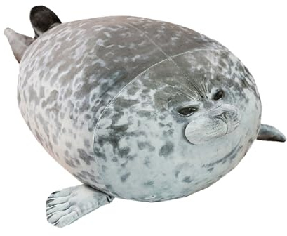 PORUPAEL Chubby Blob Seal Pillow Cute Seal Plush Toy Stuffed Animals Soft Throw Pillows Plush Car Seat Cushion Squishy Toys for Cuddling Napping Room Decor (Gray-20cm)