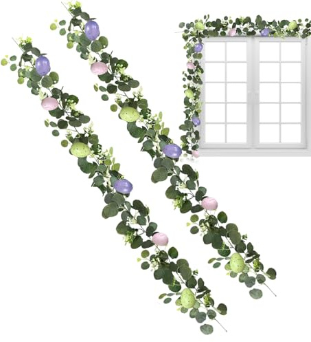 Ghirlanda di primavera – 2 pezzi corona di primavera artificiale con uova, ghirlanda di albero di Pasqua, per uso quotidiano interno casa, camera da, Pasqua, ringraziamento festa