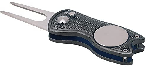 Bnineteenteam Tenedor Verde de, Herramienta Plegable de Reparación de Divots de Acero Inoxidable con Marcador de Bola Magnético para Mantenimiento del Campo (Black)