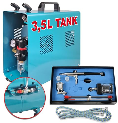 Super Erbjudande med två hjul professionell Duo Power II airbrush kompressor för - Super professionellt erbjudande - Två hjul Duo Power II C airbrush kompressor med skyddshölje