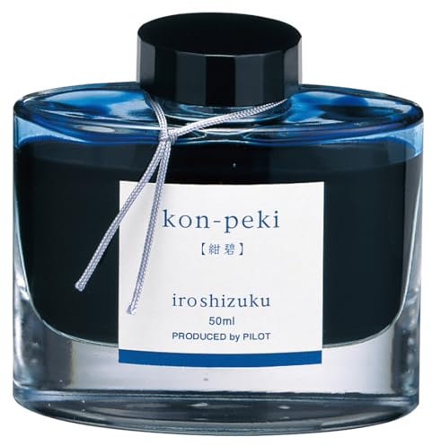 Pilot Iroshizuku Fountain Pen Ink – 50 ml Bottle – Kon-peki Deep Azure Blue (Japan Import)