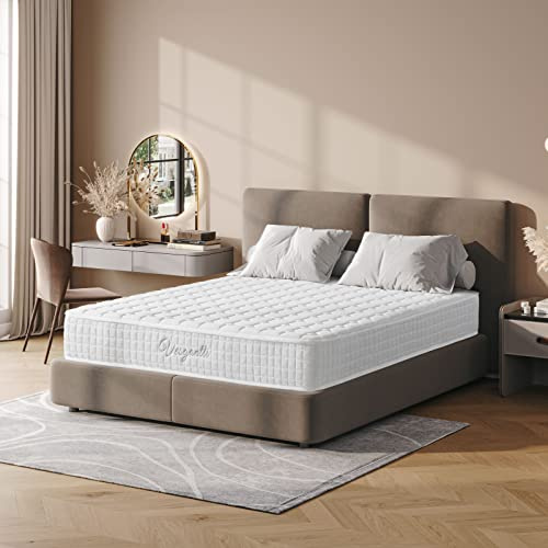 Vesgantti Matelas 160x200cm, 24cm Épaisseur, Matelas à Ressorts ensachés Indépendant, Confort 7 Zones de dureté H3, Soutien Parfait, Respirant, Oeko-tex (Blanc, Tight Top)