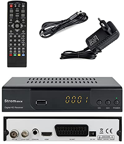 Strom 504M Decodeur TNT / Full HD 1080p / Décodeur /Terrestre / DVB-T2 / Haute définition Récepteur / Compatible avec HEVC 265 (HDMI, Péritel, USB, Digital Plus) HDMI Câble