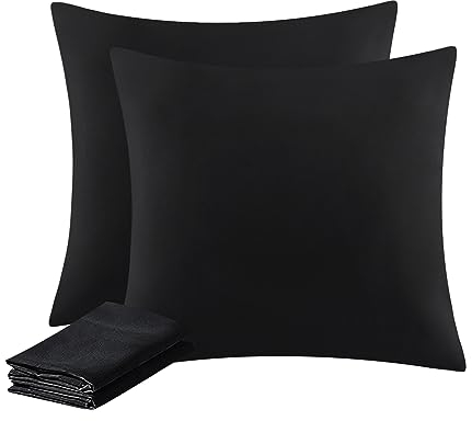 Aisbo Kissenbezug 50x50 2er Set - Kissenhülle Kopfkissenbezug 50 x 50 Schwarz mit Reißverschluss aus Mikrofaser, ÖKO-TEX Pillow Cover 50x50cm, Weich und Bügelfrei