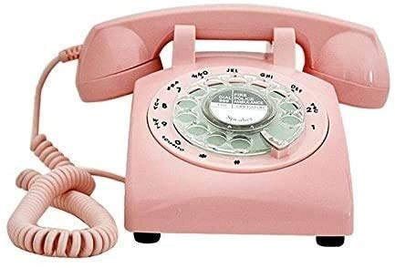 QHYXT telefon hem telefon vintage roterande telefon skivspelare telefon roterande urtavla retro telefon antik kontor hem fast telefon fast telefon fast telefon metall klocka (D)