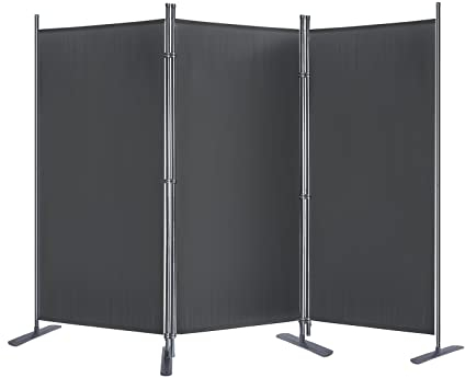 NAIZY Paravent 275 x 180 cm, rumsavdelare, inomhus, insynsskydd, balkong, skiljevägg med buntband och spikar och stativ, solskydd, vindskydd, UV-skydd, skärmvägg utan borrning, insynsskyddsvägg, mörkgrå
