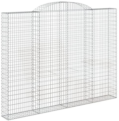 vidaXL Panier de Gabions Arqué, Cage à Gabion, Mur de Gabion, Panier à Pierre, Gabion pour Pierre Patio Extérieur, 300x30x220/240 cm Fer Galvanisé