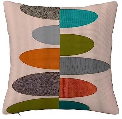 ERICAT Überwurf Kissen Fall Quadratisch Kissenbezug,Ovale aus der Mitte des Jahrhunderts,Home Dekorative Sofa Sessel Schlafzimmer Wohnzimmer 45x 45cm