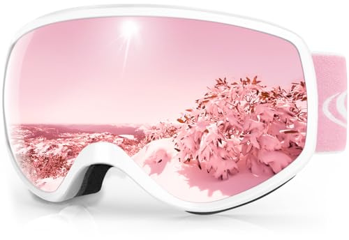 Findway Maschera da Sci Bambino 3~12 Anni Occhiali da Sci Maschera Sci Occhiali Sci per Ragazzo Ragazza Anti UV Anti Nebbia Compatibile con Casco per Sci Snowboard Sport Invernali
