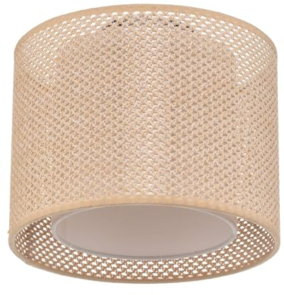 Lindby Deckenleuchte Ø 26 cm, Deckenlampe Textil Kunststoff Rattanlook 1x E27 ohne Leuchtmittel Wohnzimmerlampe Deckenbeleuchtung Schlafzimmerlampe