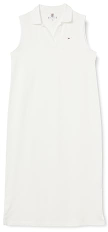 Tommy Hilfiger Pique Relaxed Polo NS Midi Dress Ww0Ww44462 Robe, White (Th Optic White), L Femme