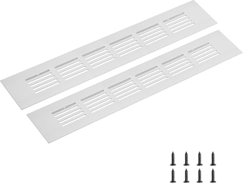 sourcing map Rectangle Ventilation Grille 250x50mm/10x2 Silver Tone | Aluminum Alloy Mesh,Air Vent Cover,Louvered Ventilation Cover,with Mounting Screws for Cabinet Shoe Closet