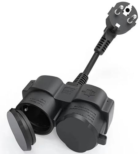 Sertay Prise d'extérieur multiprise à 2 voies, prise extérieure, multiprise à 2 voies, double prise extérieure, pour cuisine, chambre, salon, jardin et cour