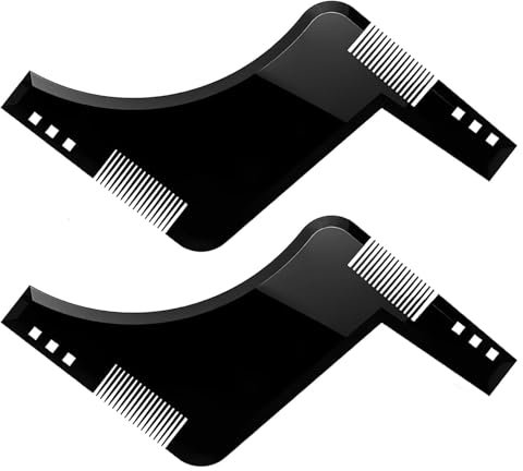 Pettine per Barba,Set di 2 Pettini per Barba - Strumento di Stilizzazione della Barba con Pettini Guida, Signori pizzetto Collo Sagome per Barba Styling Tool,Adatto a Tutti i Tipi di Barba