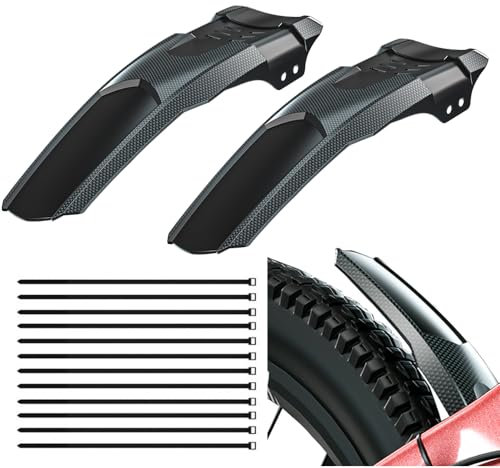 Dhqkqg Parafango MTB,2 Pcs Parafango Bici in Fibra di Carbonio, Mud Guard con 12 Fascette Cavi,Parafanghi Anteriori e Posteriori Universali per Mountain Bike,Quick Release per Biciclette 20-29 Pollici