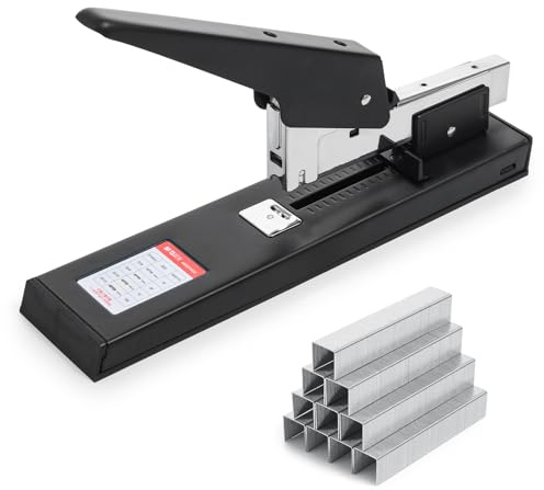 M&G Heavy Duty Stapler with 1000 Staples, 100 Sheet High Capacity, Manual Large Metal Office Stapler for Paper Binding, Black