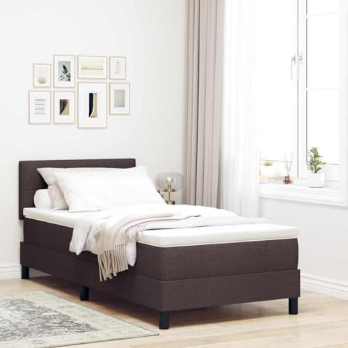 vidaXL Letto a molle con cuscino Marrone Scuro 90 x 190 cm Tessuto