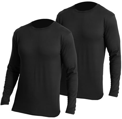 LNFINTDO Lot de 2 sous-vêtements thermiques pour homme - Sous-vêtements fonctionnels - Col rond - Manches longues - Chaud - Sous-vêtements de ski, Noir , M