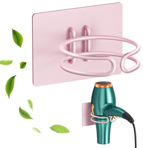 LOXSUN Porta Phon da Muro, porta Asciugacapelli Adesivo, Supporto Phon, porta Phone Bagno da Muro, Supporto Asciugacapelli, Oro Rosa
