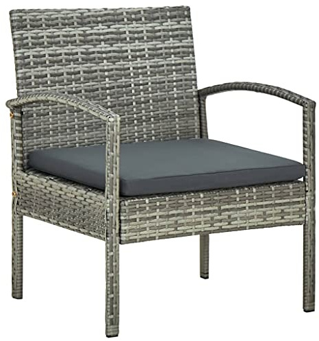 Mimdixy Fauteuil d'extérieur - Chaise de camping - Chaise de jardin avec coussin - En polyrotin - Gris - Fauteuil relax pour camping, jardin, balcon - Peut être assemblé rapidement