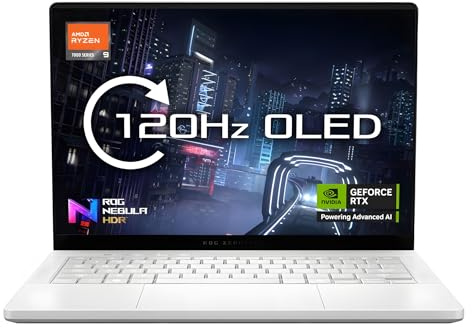 ASUS ROG Zephyrus G14 Gaming Laptop - (14 OLED 3K 120Hz 2880 x 1800p Display | AMD Ryzen 9 270 CPU | GeForce RTX 5060 8GB Graphics Card | 32GB DDR5-7500MHz RAM | 1TB M.2 NVMe PCIe SSD) - White