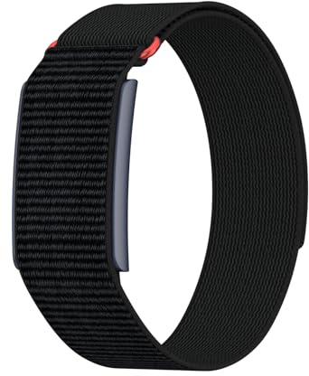 BlikWyt Nylon Loop Compatible with Amazfit Helio Strap Band, Breathable Soft Sport Hook and Loop Wristband with Overlay Covered Design (Black)