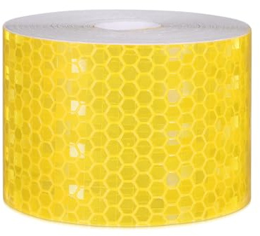 FOMIYES Ruban Réfléchissant Jaune Adhésif 5 CM X 10 M Bande de Signalisation de Sécurité Extérieure Haute Visibilité pour Barrières Poteaux et Chantiers Industriels Équipement Routier