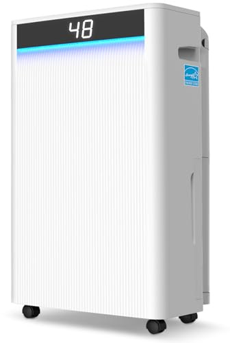 KeepGlad 5,000 Sq.Ft 2025 Energy Star Max 95 Pint/Day Dehumidifier for Basement, Bedroom, Home, Bathroom, Smart Compressor Dehumidifier with Drain Hose, Intelligent Humidistat