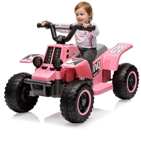 Virimolo Quad Eléctrico para Niños, 6 V, Coche Eléctrico para Niños con Motor de 390#, Batería de Larga Duración, Cargador de Norma Europea, Patinete y Moto Eléctrica para Niños de 3 a 5 Años, Buggy