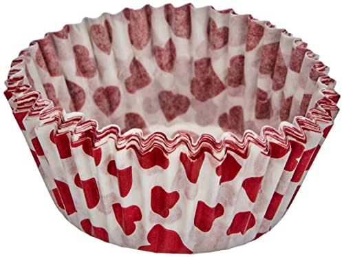 Zenker 50 Papierbackförmchen, Muffinförmchen, Herzen, Papier, weiß/rot, 4 Stück
