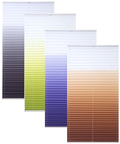 Garduna Flow Plissee # braun 80cm # - mit Farbverlauf - verspannt - Smartfix - Klemmfix - ohne Bohren - viele Größen - Sichtschutz - lichtdurchlässig