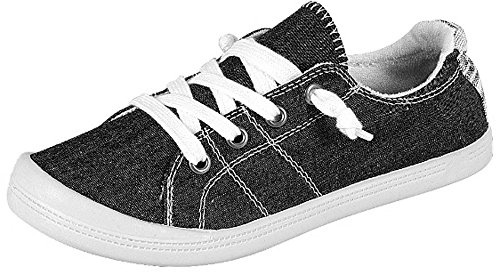 Forever Link Women's Classic Slip-On Comfort -01 Black Fashion Sneaker (7.5)
