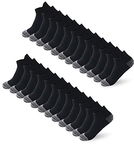 BUDERMMY 12/6 Pares de Calcetines Tobilleros Deportivos Para Hombres y Mujeres Calcetines de Corte Bajo de Algodón, Blanco/Gris/Negro