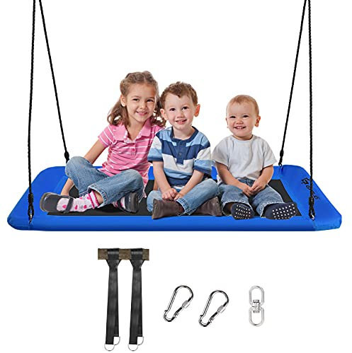 RELAX4LIFE Altalena Ovale da Giardino, Altalena a Nido con Corde Regolabili, Sedia Sospesa Multiuso per Bambini e Adulti, Carico 120/150/300 kg (150x80x180cm,300kg, Blu)