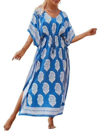 Bsubseach Traje de baño Largo para Mujer caftán Turco Vestido de Playa