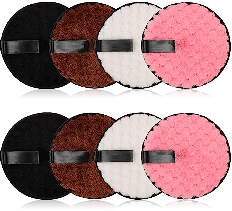 CUHZA Make-up Schwämmchen, 8 Stück Abschminkpads Waschbar, Abschminkpads Mikrofaser, Wiederverwendbare Make-up Entferner Schwämme zur Gesichtsreinigung Hautpflege