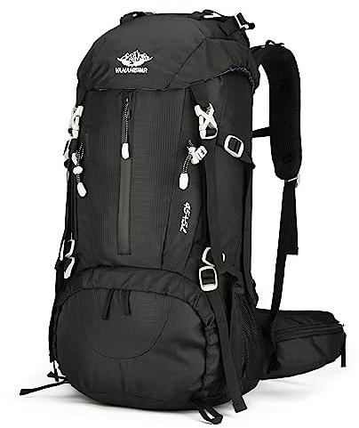 Esup 50L Camping Hiking Backpack Men with rain cover 45l+5l Lightweight Backpacking Backpack Travel Backpack (Black New)