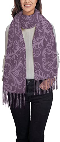 Winterschal – Lila Frauen Lange Schals Warme Quaste Schal Stola Für Frauen Damen, violett, One size
