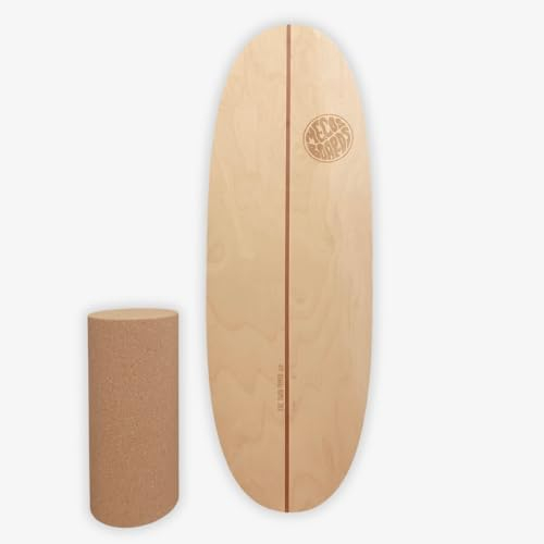 MECOS BOARDS - Balance Board The Twin-Tipper für maximale Laufruhe mit Longboard Charakter - Inkl. Korkrolle aus Recyceltem Kork & Boardbag mit Kordelzug- Handgefertigt in der Schweiz