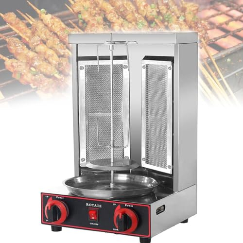 ZXSYYDS Parrilla De Horno Asador Vertical a Gas,Máquina para Hornear Asador Giratorio, Horno Asador Giratorio De 360 °, Adecuado para Reuniones Familiares Y Reuniones De Amigos,Silver-A
