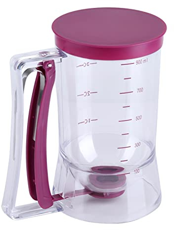 Dispenser per Pastella, Trasparente + Viola Dispenser per Pastella per Pancake Durevole per Cupcake, Waffle, Crêpe, Biscotti