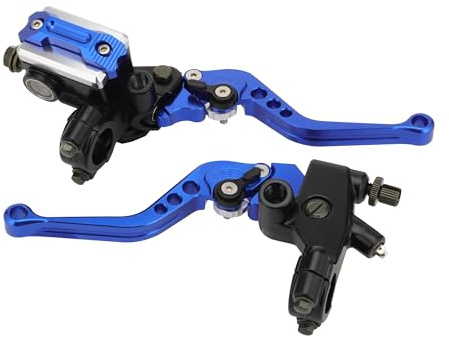 GOOFIT 22mm Blue Universal Motorcycle Brake Clutch Lever Handlebar Brake Master Cylinder Reservoir Brake Levers Set Replacement for Dirt Bike Scooters