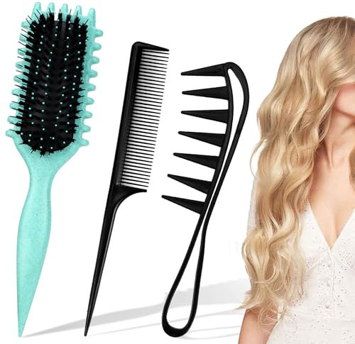 Curl Hair Brush Haarbürste Bounce Curly Define Curling Brush Lockenbürste Detangler Bürste Define Styling Brush Haarbürste zum Entwirren Formen und Definieren für Frauen Männer